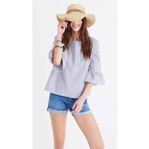 Madewell striped bell-sleeve Poplin top Sz Medium